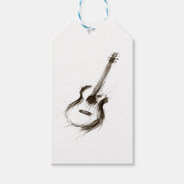 Expresivt bläckgitarr minimalist penselmusik på  presentetikett (Framsidan)