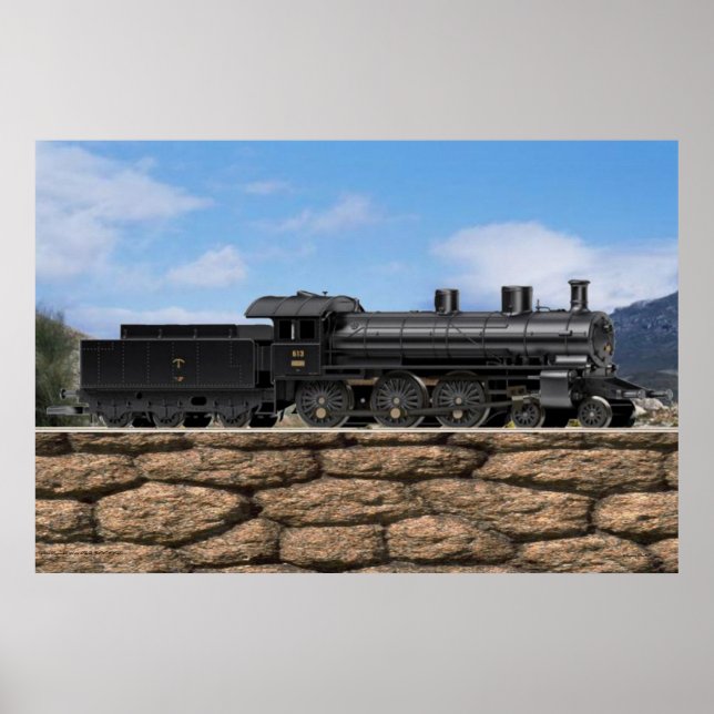 Express Tåg Locomotive Poster (Framsidan)