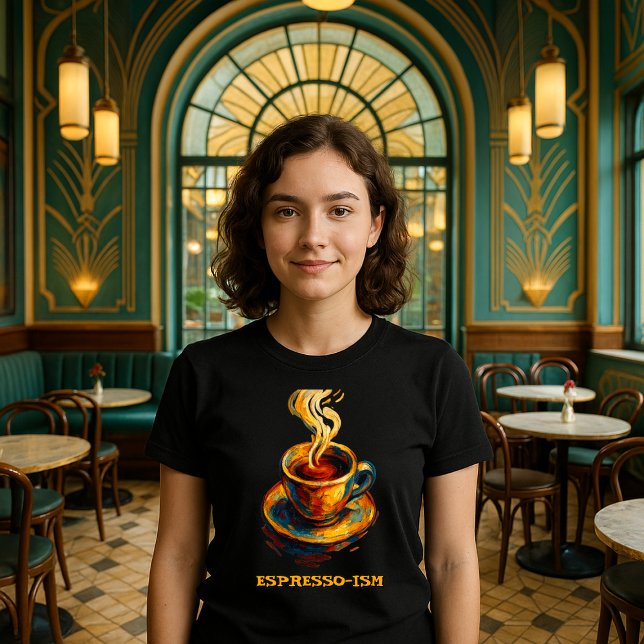 Expressionism Painting of Espresso Coffee Kopp T Shirt (Skapare uppladdad)