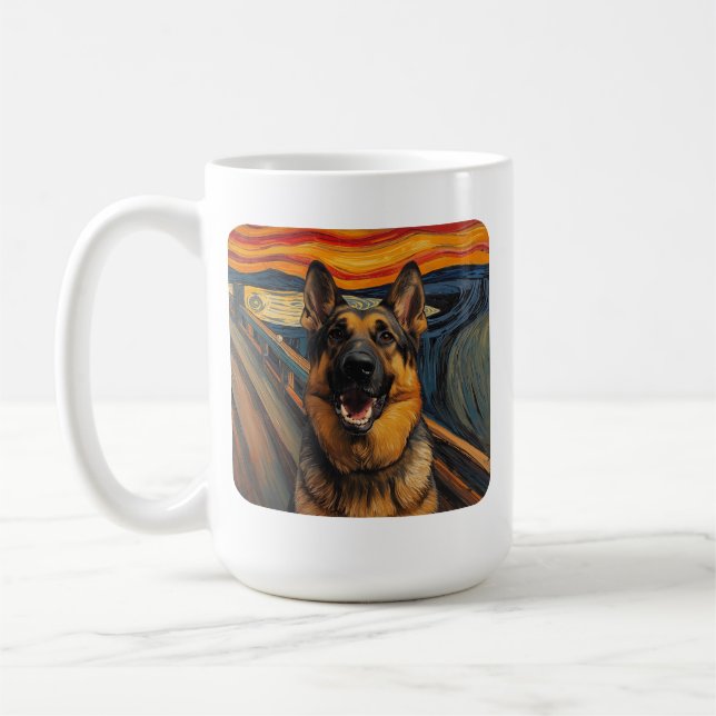 Expressionist Angst Painting German Shepherd Kaffemugg (Vänster)