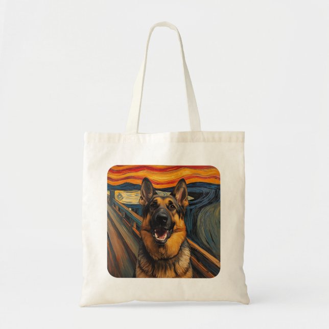 Expressionist Angst Painting German Shepherd Tygkasse (Framsidan)