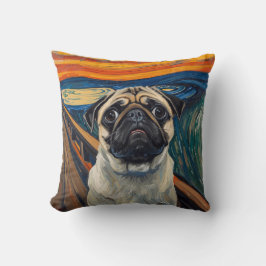 Expressionist Angst Painting–Inspired Pug Art Kudde