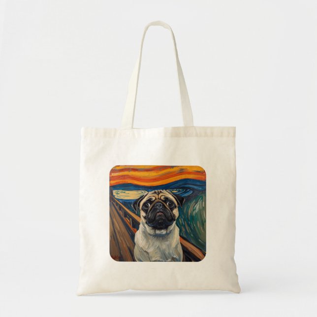 Expressionist Angst Painting–Inspired Pug Art Tygkasse (Framsidan)