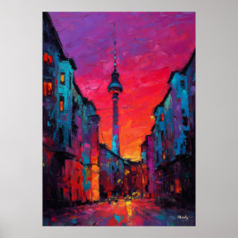Expressionist Berlin Skyline Colorful Urban City Poster