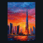 Expressionist Dubai Skyline Vibrant Modern City Poster<br><div class="desc">Bold expressionist skyline artwork inspired by Dubai and the iconic Burj Khalifa. Vibrant sunset colors and textured brush strokes transform the futuristic architecture into a dramatic urban cityscape painting. Perfect wall art for lovers of modern skylines,  travel art and contemporary expressionist cityscapes.</div>