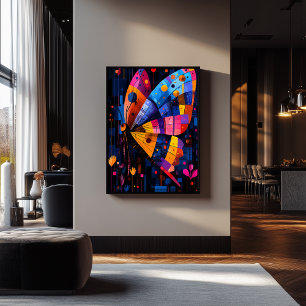 Expressionist Geometry Butterfly - Vibrant Art Poster