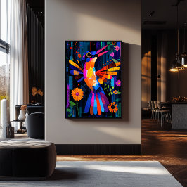Expressionist Geometry Hummingbird - Vibrant Art Poster