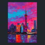 Expressionist Shanghai Skyline Colorful Urban City Poster<br><div class="desc">Colorful expressionist skyline artwork inspired by Shanghai and the iconic Oriental Pearl Tower. Vibrant sunset colors and bold textured brush strokes transform the Pudong skyline into a dramatic modern urban cityscape painting. Perfect wall art for lovers of Shanghai,  travel inspired art and expressionist architecture.</div>