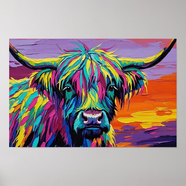 Expressionist Vibrant Colorful Cow Poster (Framsidan)