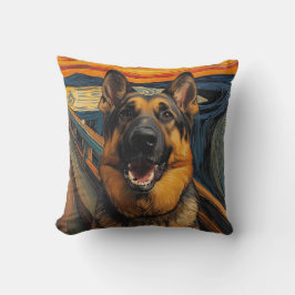 Expressionistisk ångestmålning tysk schäferhund kudde
