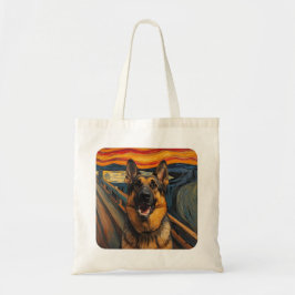 Expressionistisk ångestmålning tysk schäferhund tygkasse