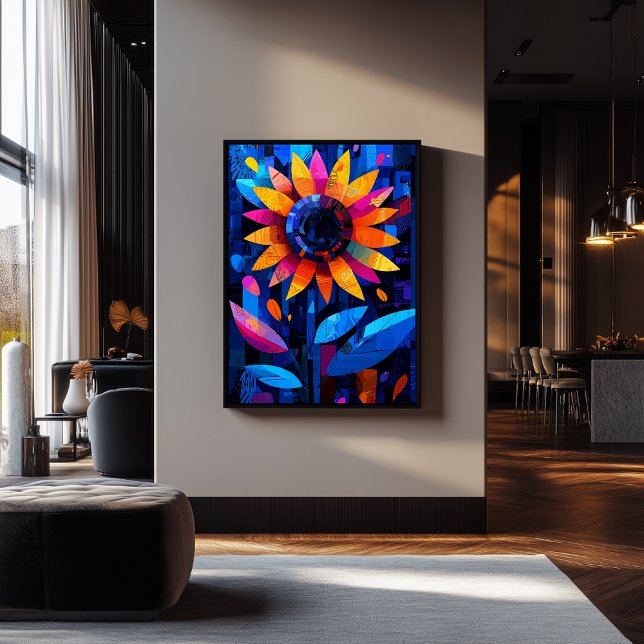 Expressionistisk geometri Solros - Vibrant Art Poster (Skapare uppladdad)