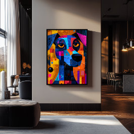 Expressionistisk Geometrisk Hund – Levande Abstrak Poster
