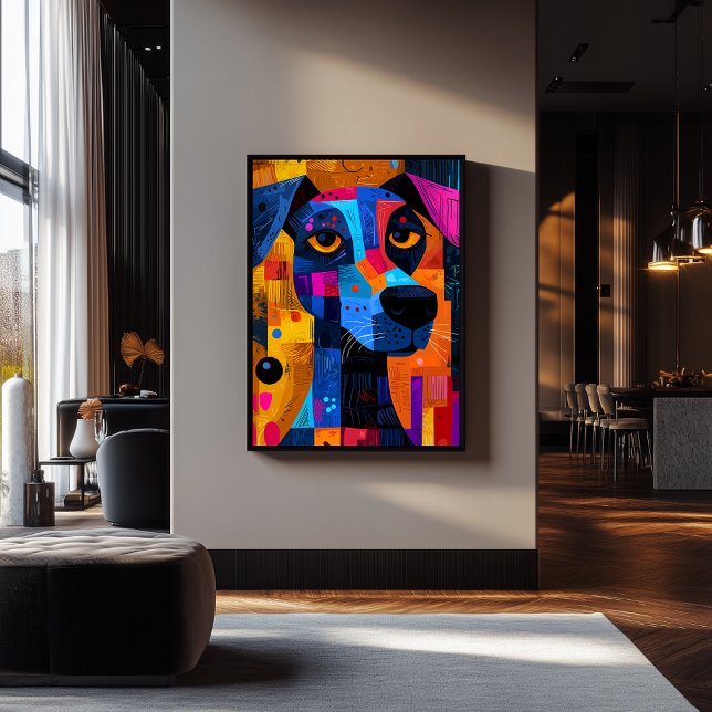 Expressionistisk Geometrisk Hund – Levande Abstrak Poster (Skapare uppladdad)