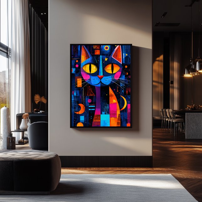 Expressionistisk Geometrisk Katt Affisch – Livfull (Skapare uppladdad)