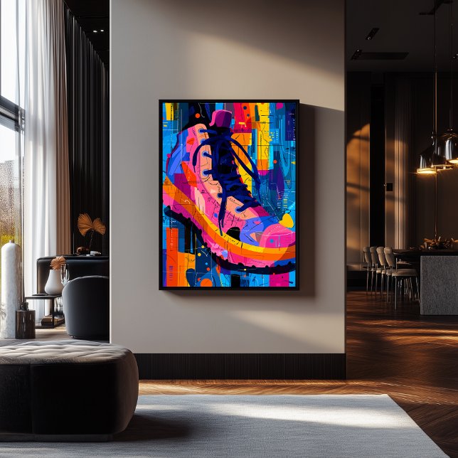 Expressionistisk Geometrisk Sneaker, Livfull Gatua Poster (Skapare uppladdad)