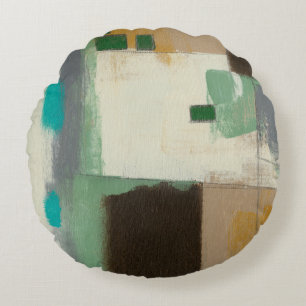 Expressionistisk målning med tunga penseldrag rund kudde