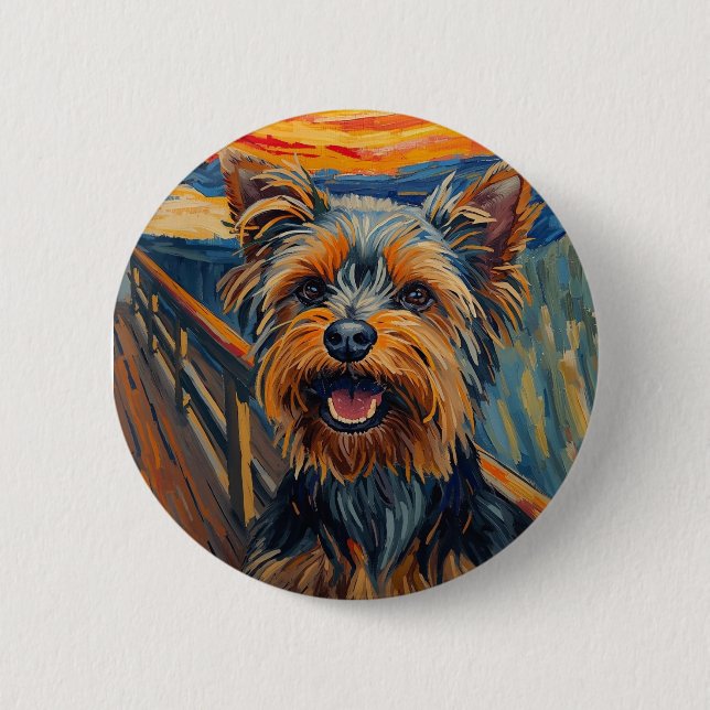 Expressionistisk målning Yorkshire Terrier / Yorki Knapp (Framsida)