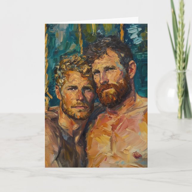 Expressionistisk olje skägg omfamning kort (Framsida)