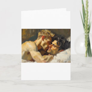 Expressionistisk omfamning på blek ockra kort