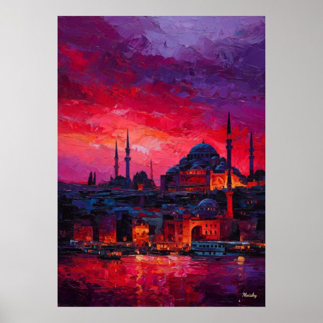 Expressionistiskt Istanbul Siluett Levande Stad Poster (Framsidan)