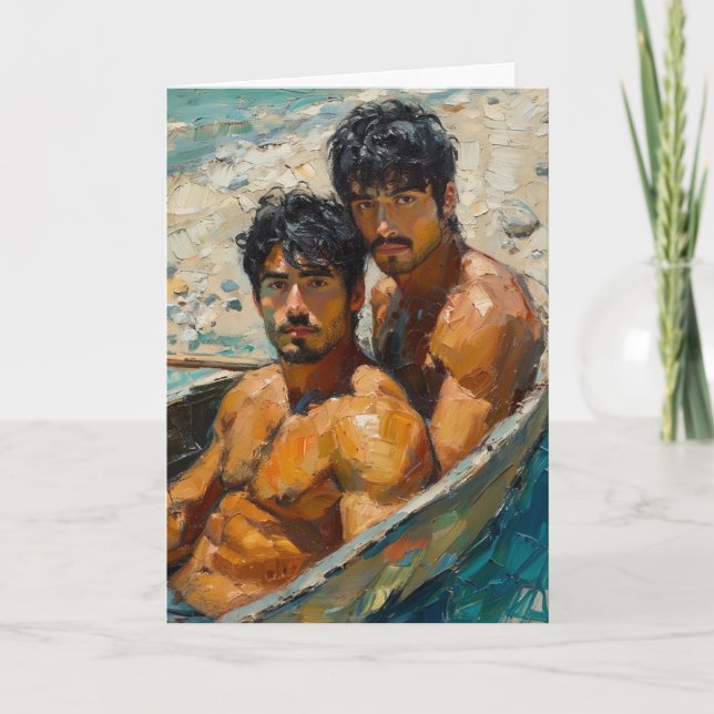 Expressionistiskt oljemålning-porträtt av två män kort (Framsida)