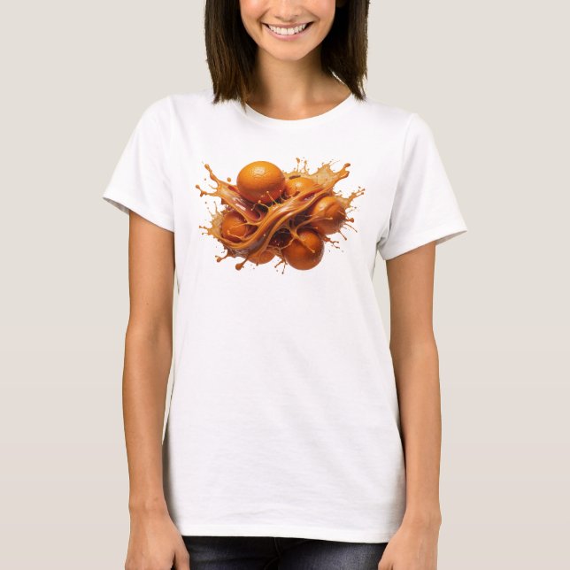 Expressiv Orange Abstrakt Apelsiner Konstnärlig Ko T Shirt (Framsida)