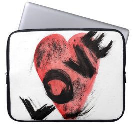 Expressiv penseldrag Röd hjärta KÄRlek Bärbar dato Laptop Fodral