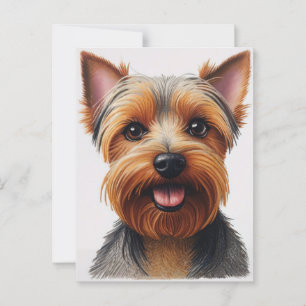 Expressive CloseUp Yorkshire Terrier Hund Porträtt Vykort