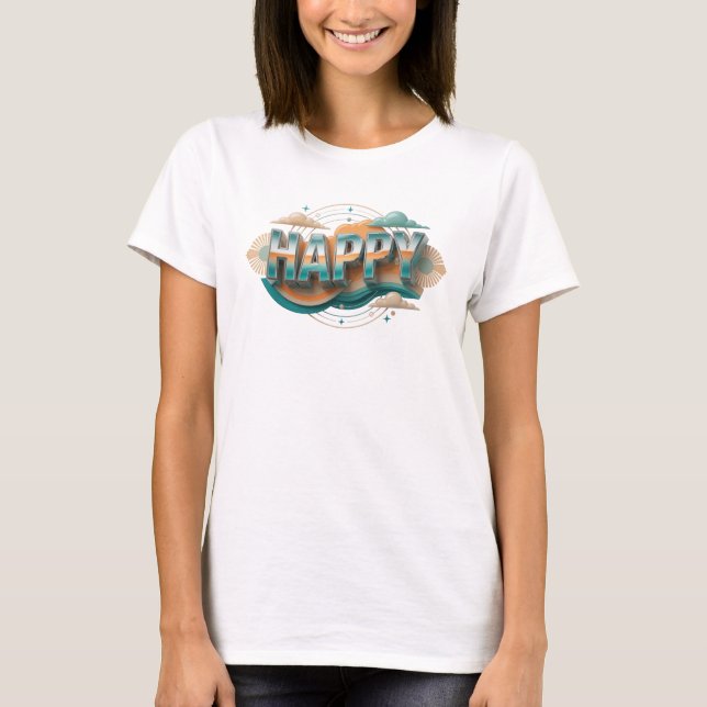 Expressivt GLAD Tryck i mode T Shirt (Framsida)