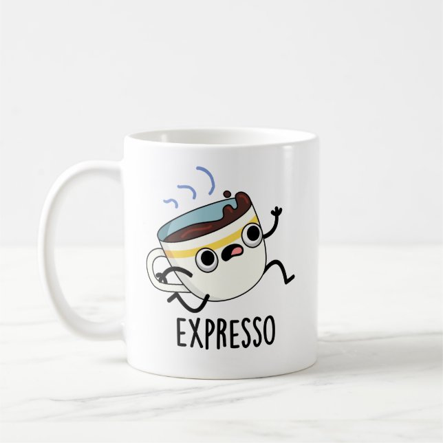 Expresso Funny Running Coffee Pun Kaffemugg (Vänster)