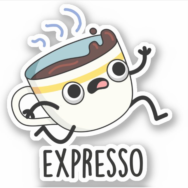 Expresso Funny Running Coffee Pun Klistermärken (Framsida)