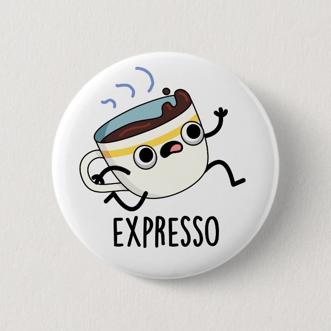 Expresso Funny Running Coffee Pun Knapp (Framsida)