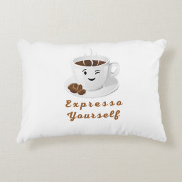 Expresso Yourself – Funny Smiling Coffee Tee Prydnadskudde