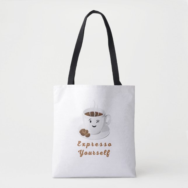 Expresso Yourself – Funny Smiling Coffee Tee Tygkasse (Framsida)