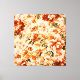 Exquiate Golden Brown Blommigt Leafy Canvastryck