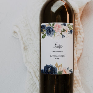Exquim Fall Blommigt Bröllop Vin-etiketter Vinflaska Etikett