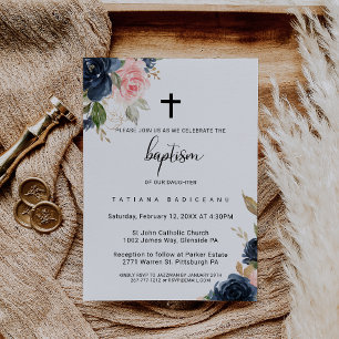 Exquim Fall Blommigt Kor Baptism Inbjudningar