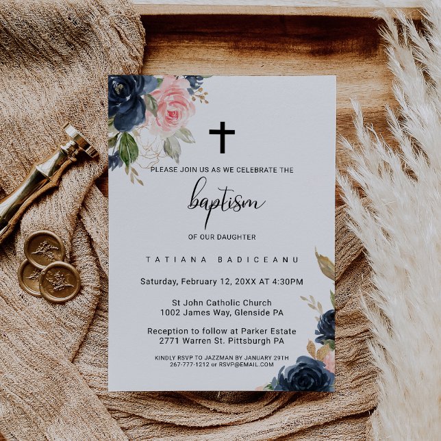 Exquim Fall Blommigt Kor Baptism Inbjudningar (Skapare uppladdad)