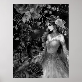 Exquim Mörk Monochromatic Beauty Ro & Raven Poster