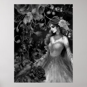 Exquim Mörk Monochromatic Beauty Ro & Raven Poster