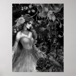 Exquim Mörk Monochromatic Beauty Ro & Raven Poster