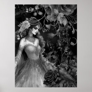 Exquim Mörk Monochromatic Beauty Ro & Raven Poster
