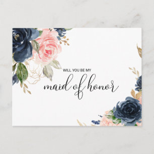 Exquime Fall Blommigt Maid of honor Inbjudan Vykort
