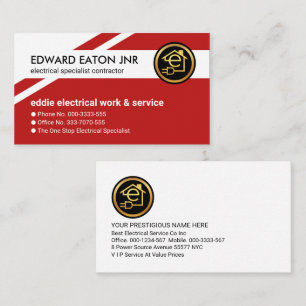 Exquime Red Geometric Lagrar Electrician Visitkort