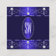 Exquime Royal Blue Ornate Ornaments Monogram