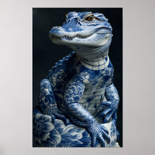 Exquisite Albino Alligator Art Poster - Intricate