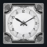 Exquisite Art Deco Clock Black and White Version Fyrkantig Klocka<br><div class="desc">Art Deco-design med tydliga,  läsbara siffror.</div>