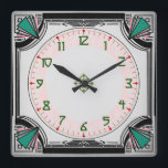 Exquisite Art Deco Clock Vivid Färg Version Fyrkantig Klocka<br><div class="desc">Art Deco-design med tydliga,  läsbara siffror.</div>
