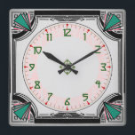 Exquisite Art Deco Clock Vivid Färg Version Fyrkantig Klocka<br><div class="desc">Art Deco-design med tydliga,  läsbara siffror.</div>